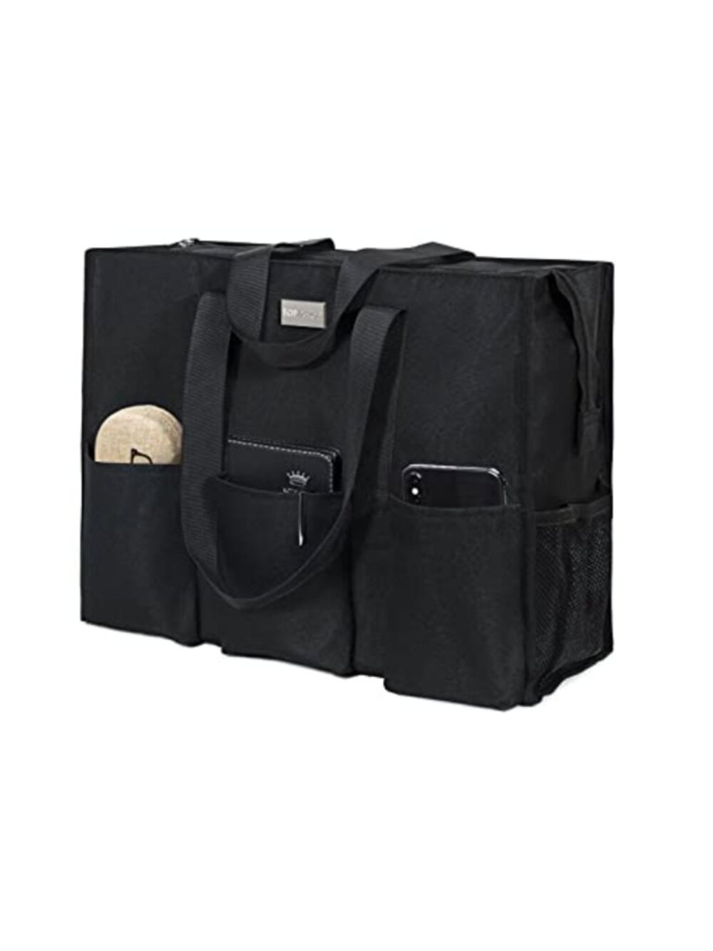 Water Resistant Utility Tote Bag with 13 Pockets Zipper Closure